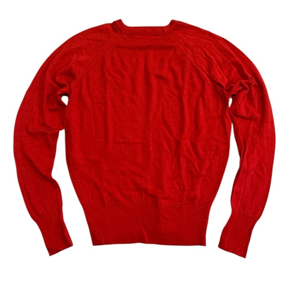 VINTAGE 70s/80s Raglan Sleeve Red Knit Sweater | Ribbed Waist & Cuffs Small